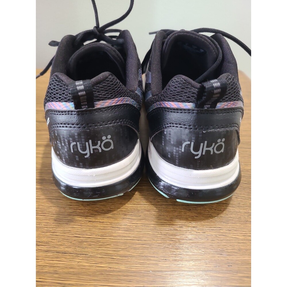 EUC Ryka Devotion XT Womens Sz 9  Black Pink Iridescent Striping Athletic Shoes - Picture 4 of 6
